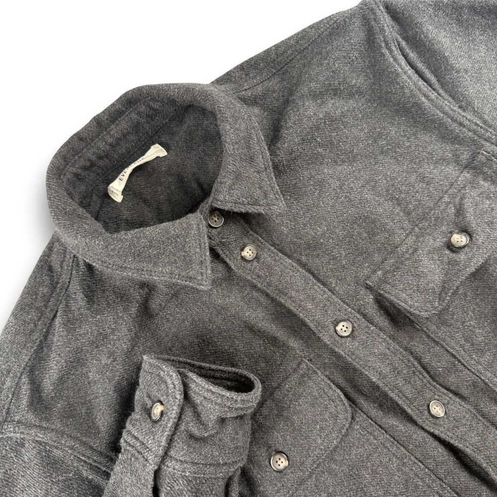 Everlane Flannel Overshirt Mens M Charcoal Gray 100% OCS Heavyweight Long Sleeve
